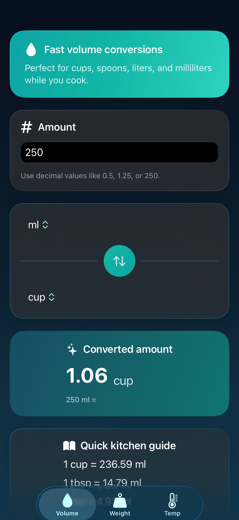 Screenshot 1 of Kitchen Converter