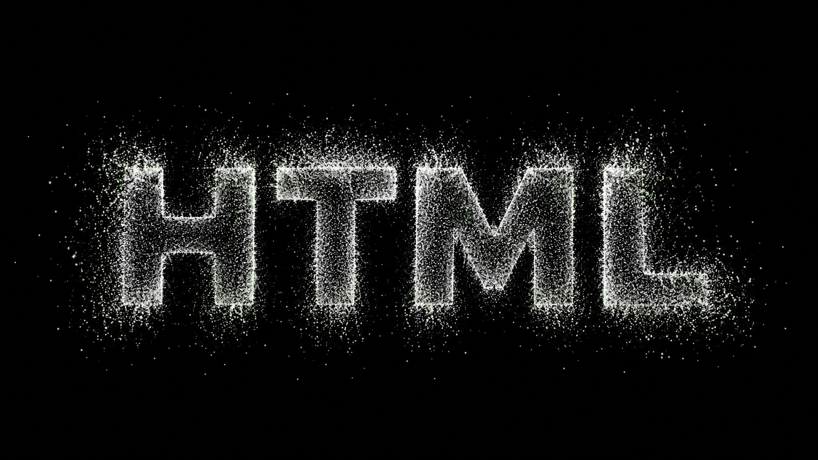 검은 바탕에 흰 입자가 흩어져 HTML 네 글자를 이룬 그림