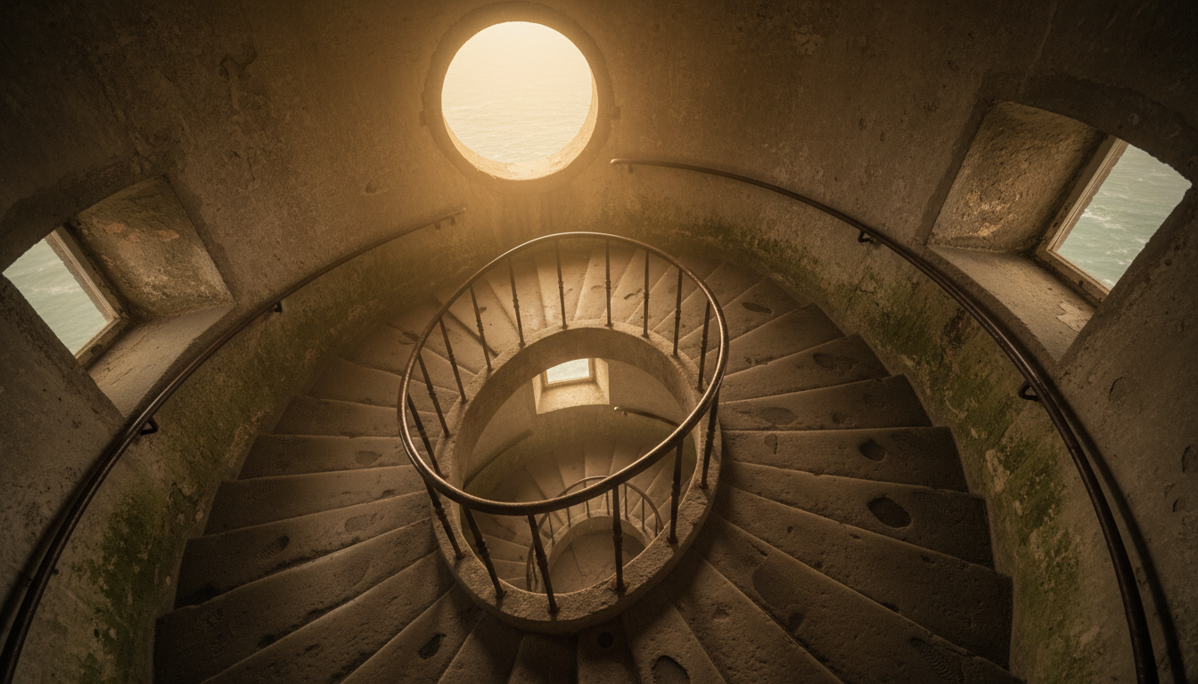 Spiral staircase inside lighthouse