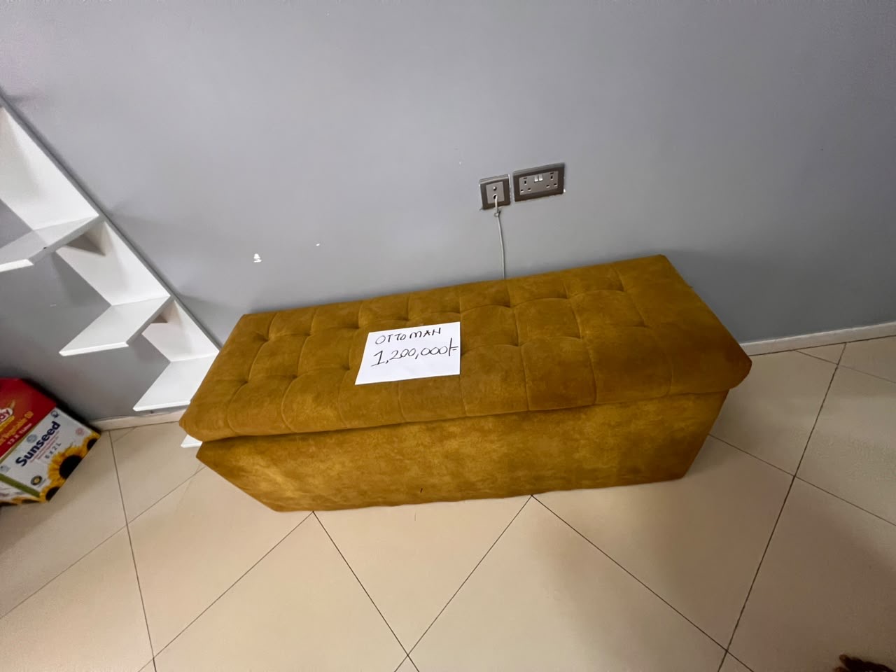 Gold velvet ottoman bench