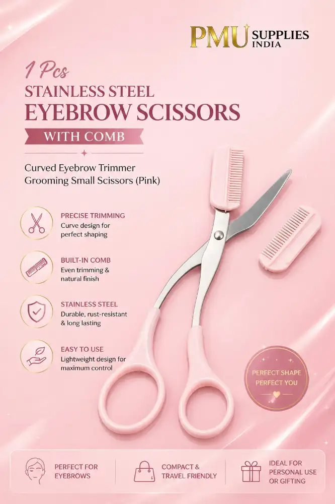 Stainless Steel Eyebrow Scissors with Comb 2