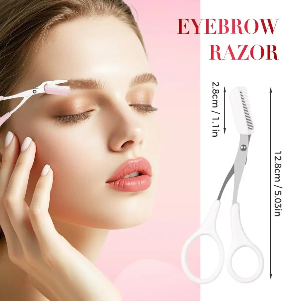 Stainless Steel Eyebrow Scissors with Comb 3