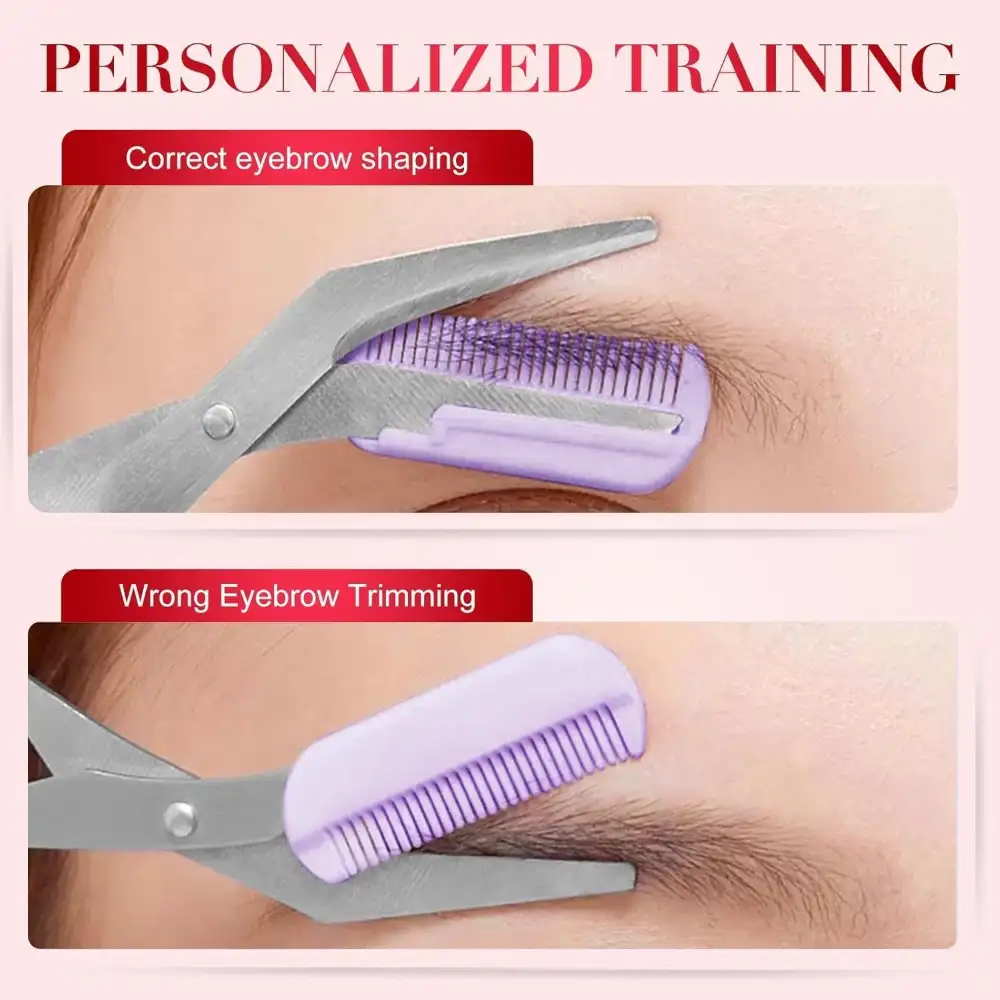 Stainless Steel Eyebrow Scissors with Comb 5