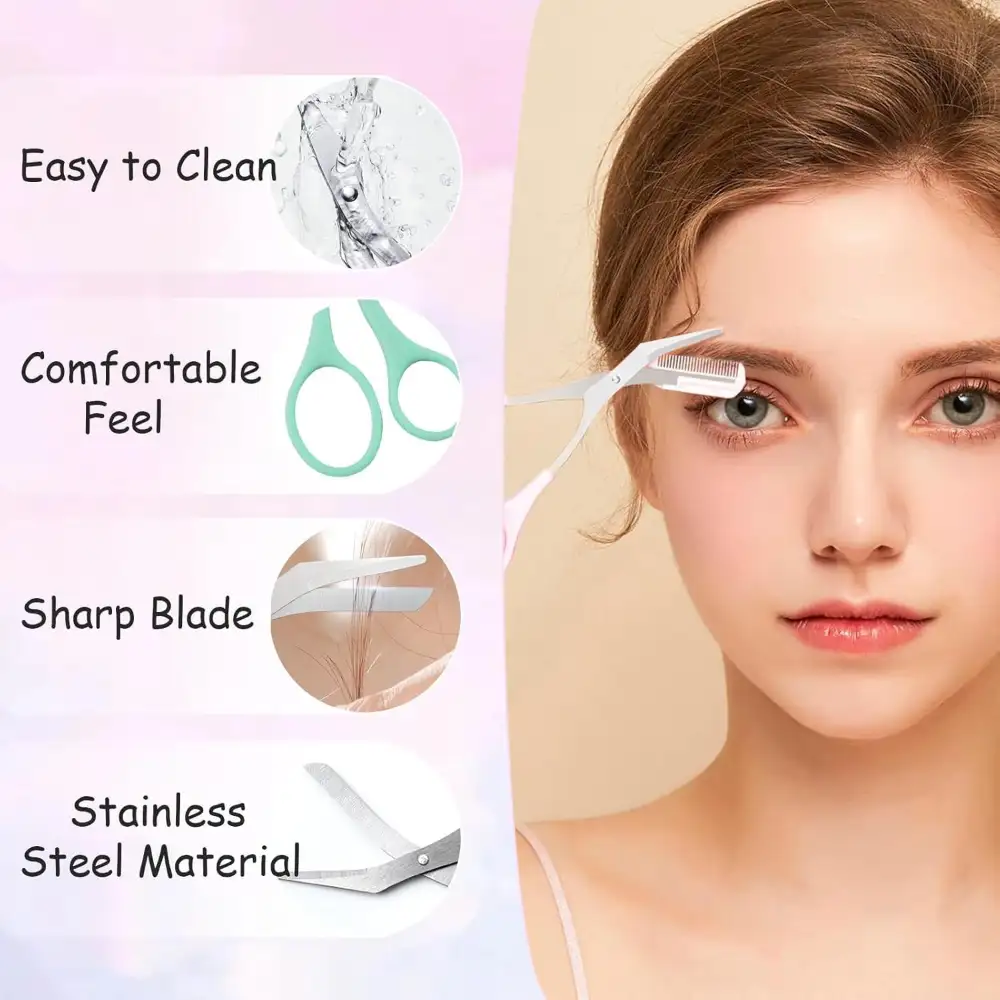 Stainless Steel Eyebrow Scissors with Comb 6
