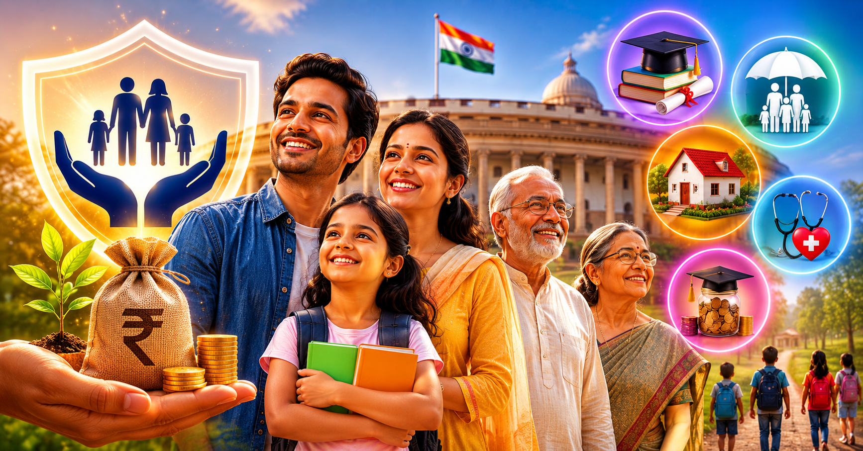 Stacked gold bars and coins beside Indian Rupee notes representing the gold rate in India 2026