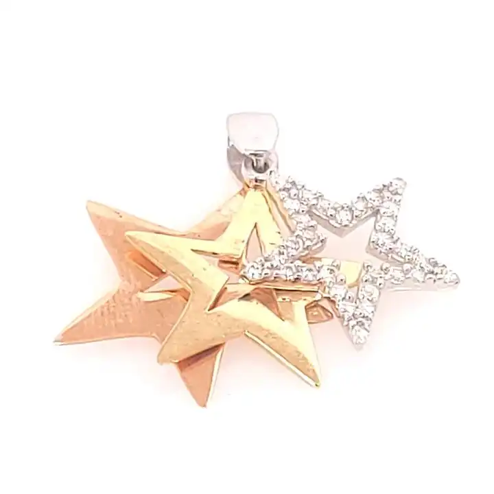 תליון   3 כוכבים זהב 14K תוצרת איטליה