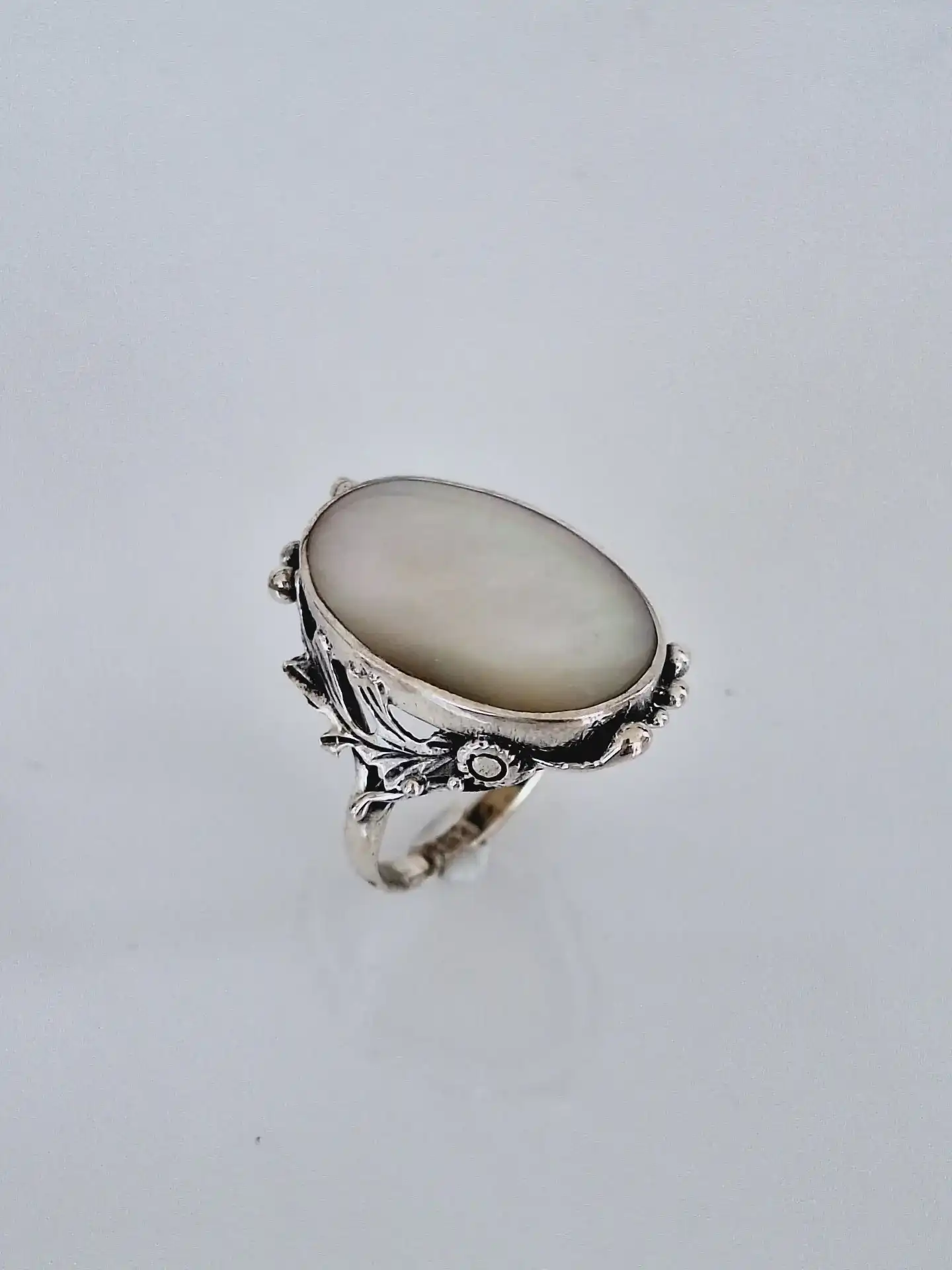 טבעת כסף 925 לאישה עם אבן צדף פנינה