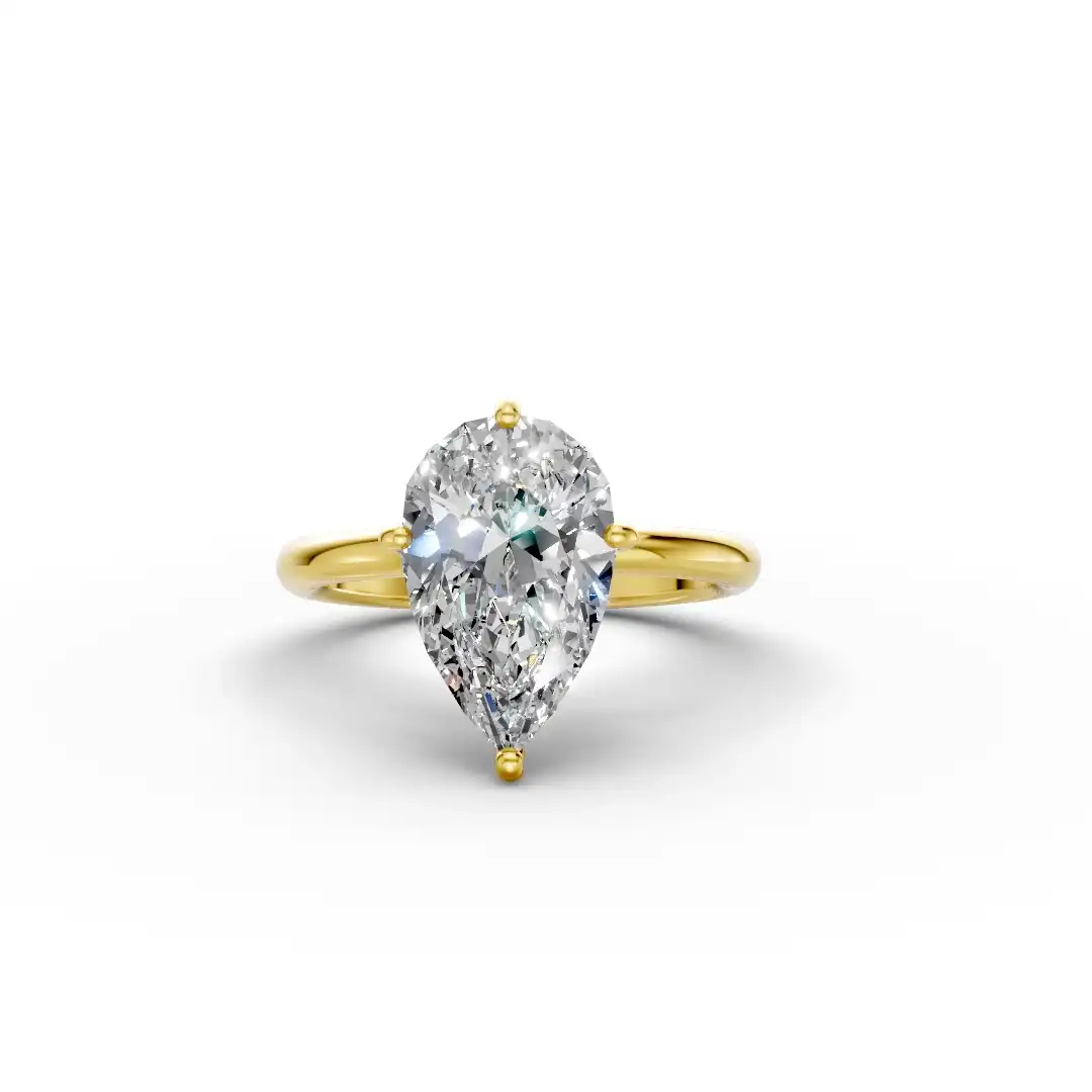 טבעת יהלום סוליטר לאירוסין בצורת טיפה