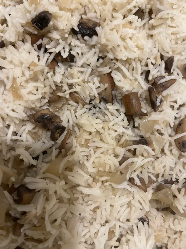Large sautéed mushrooms & onions rice