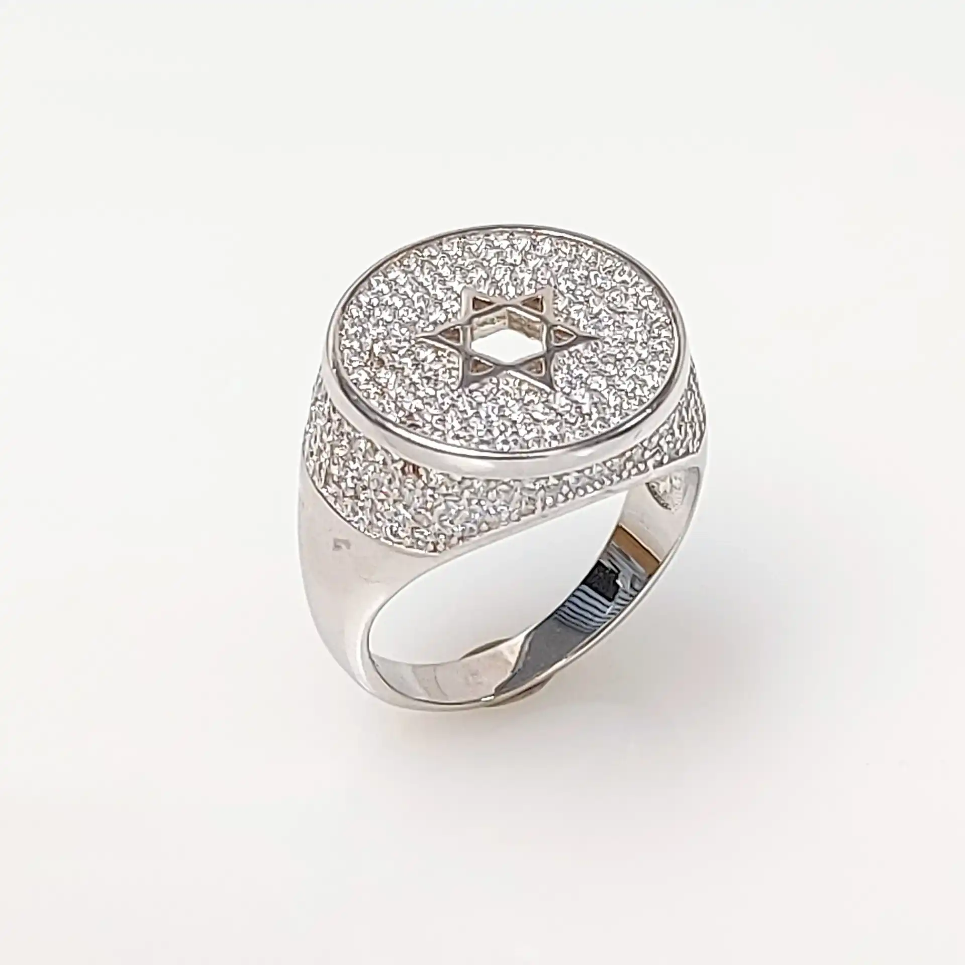 מיקרו פווה מגן דוד טבעת לגבר כסף 925 תוצרת איטליה משובצת בזירקוניה