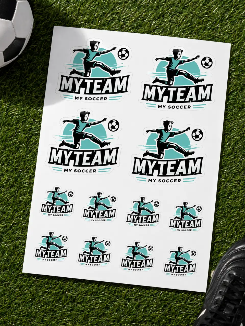 דף מדבקות עם לוגו MY Team