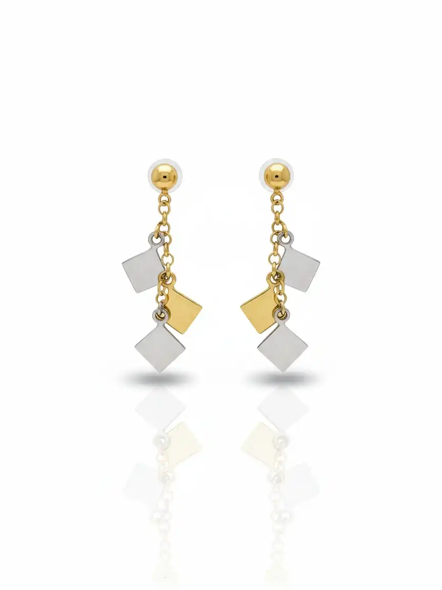 עגילים צצמודים תלויים זהב 14K תוצרת איטליה