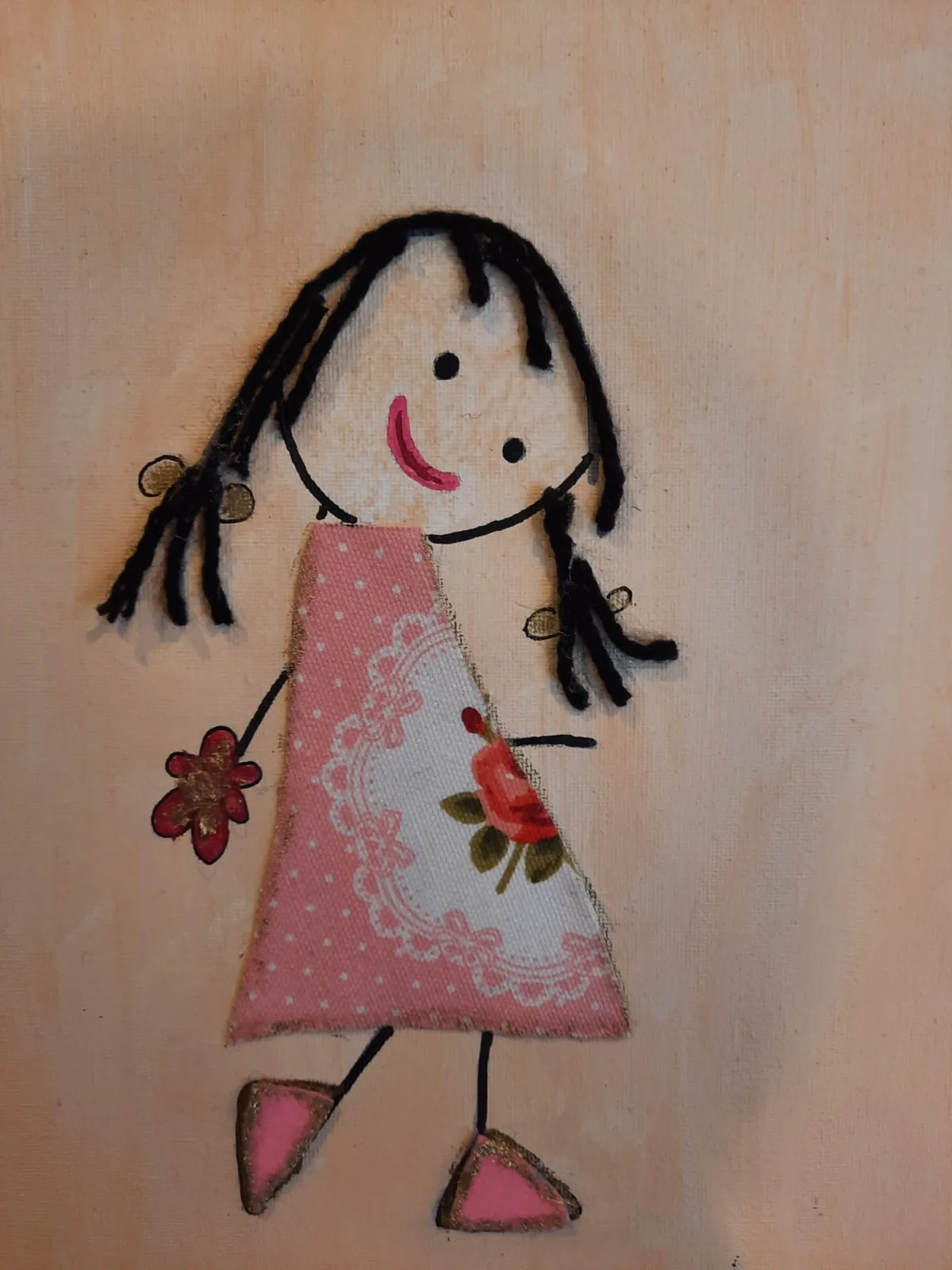 ילדה עם שתי צמות על קנבס