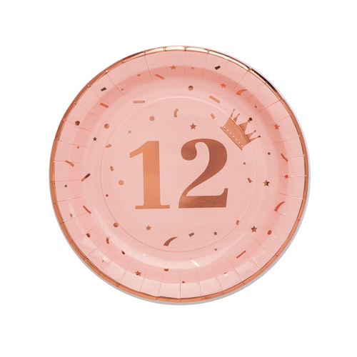 צלחות נייר מהודרות וורוד רוז גולד מטאלי ‘12’ 10 יח’
