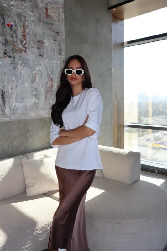 חצאית סאטן ברונזה