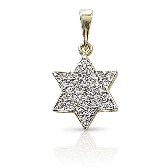 תליון מגן דוד מרוצף באבני זירקון זהב 14K