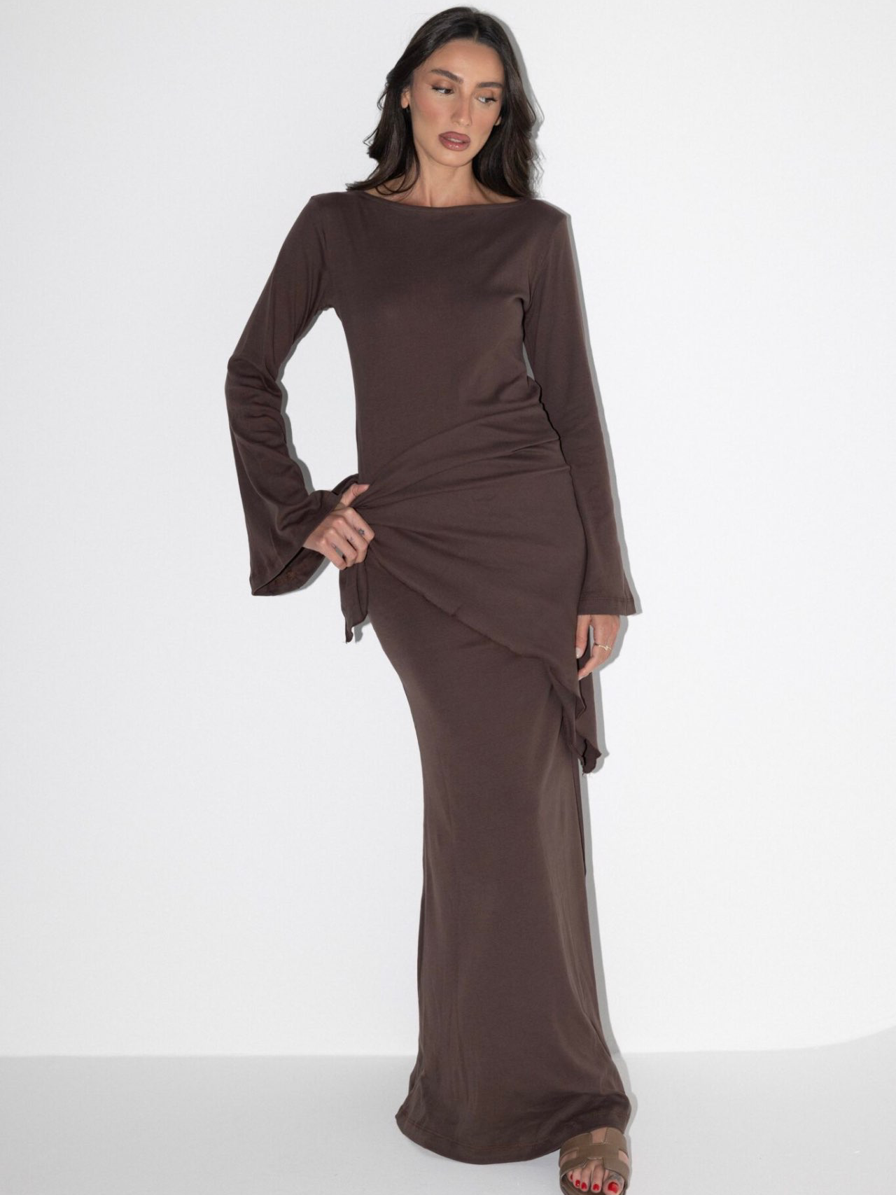 שמלת שילה חום