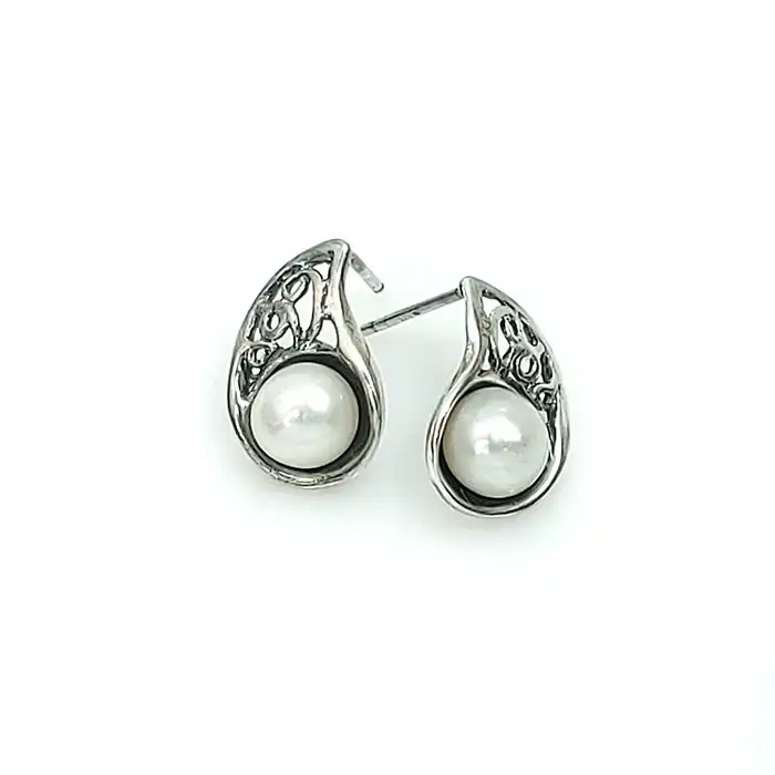 עגילים פנינים אמיתיות צמודים