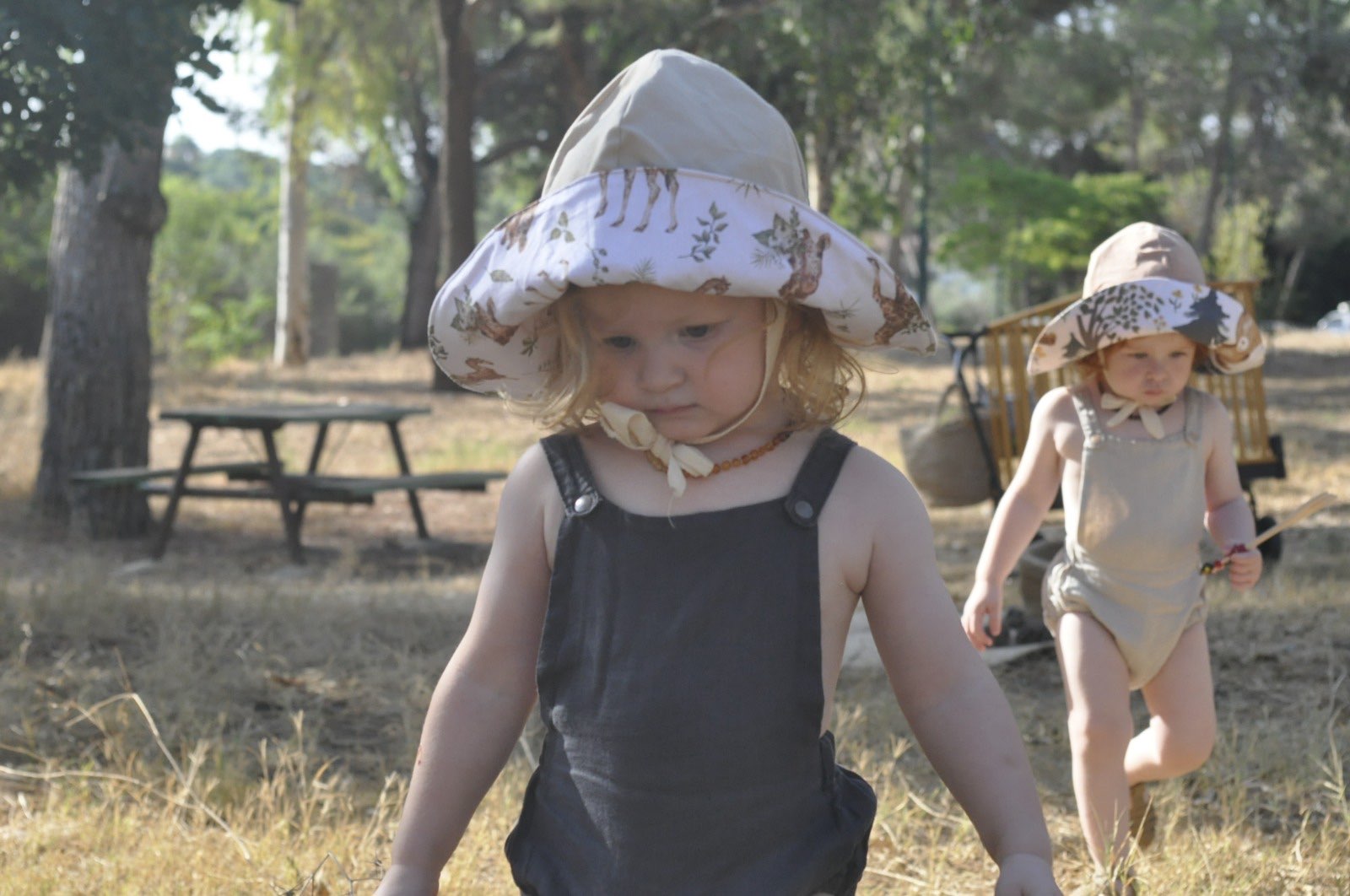 רומפר פשתן אורגני - כחול