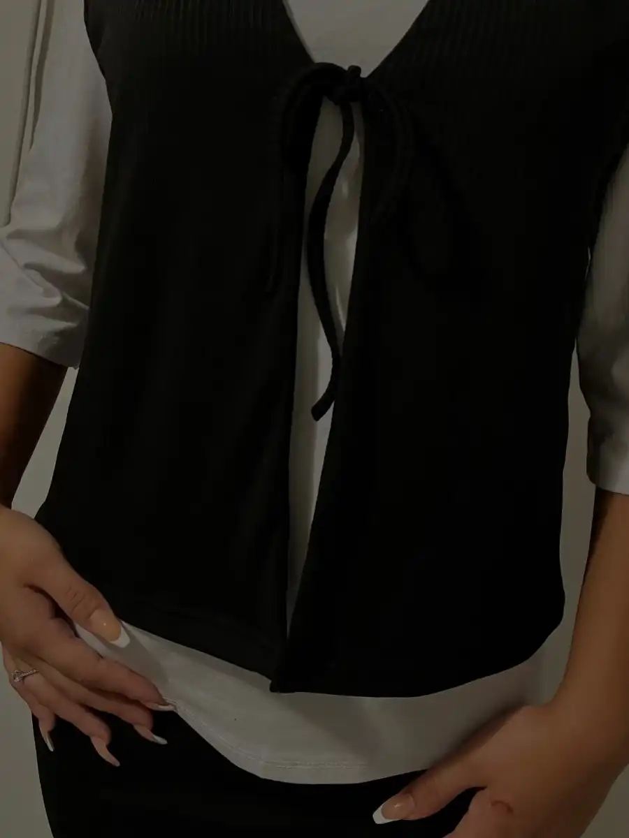 חליפת וסט שני חלקים בד ריפ - שחור