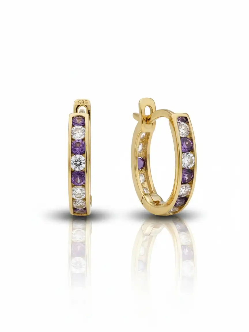 עגילי חישוק זהב 14K לילדה