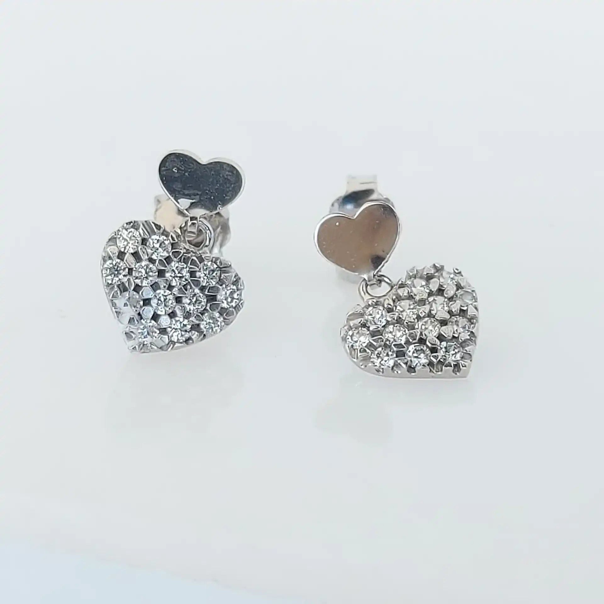 עגילים לבבות זהב לבן תוצרת איטליה