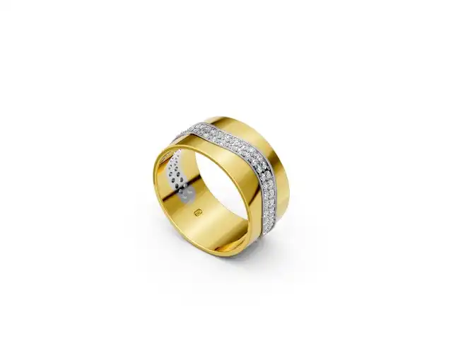 טבעת יהלומים שני צבעים בשיבוץ עקלתון