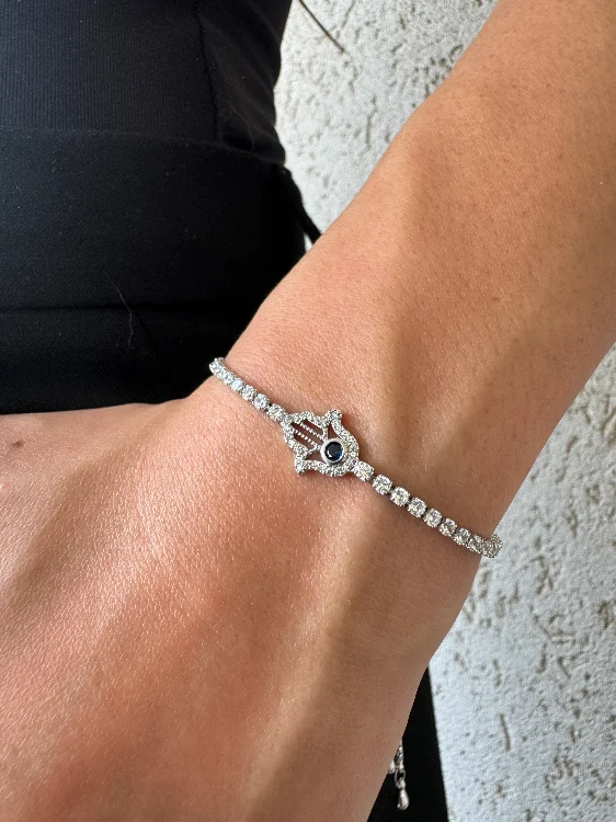 צמיד טניס חמסה כסף