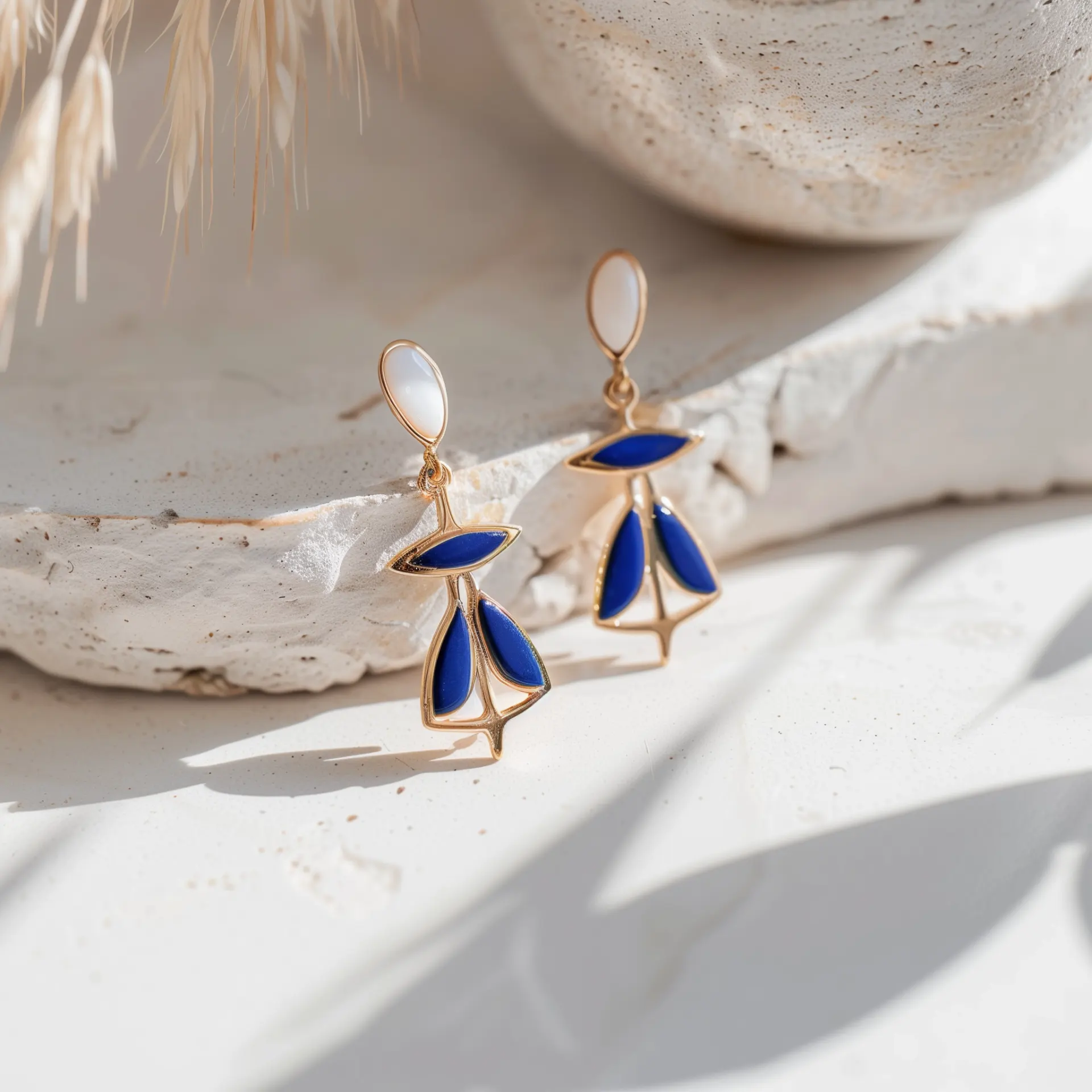 עגילי זהב כחול ״לוקסור״