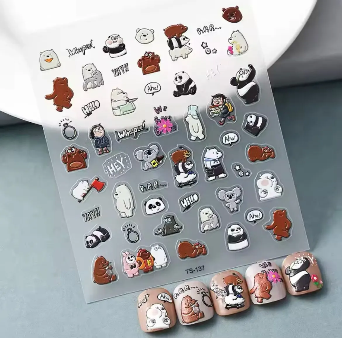 מדבקות לציפורניים דובי