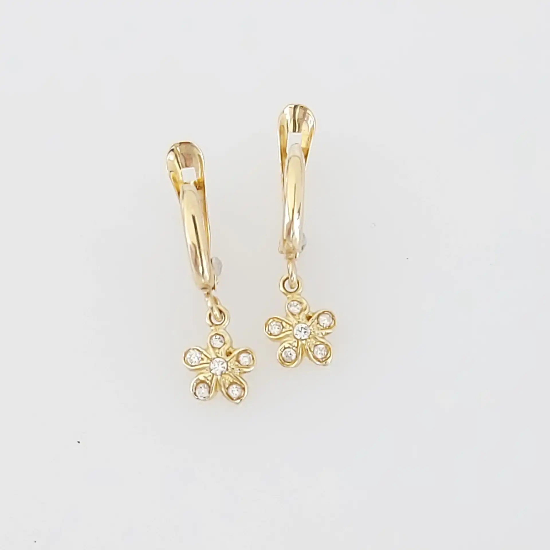 עגילי  פרח זהב 14K תוצרת איטליה