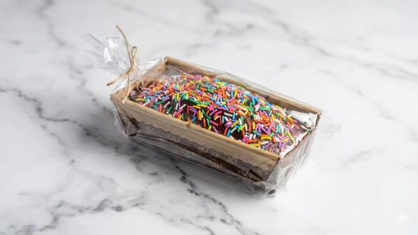 מיני עוגה בחושה שוקולד וסוכריות צבעוניות