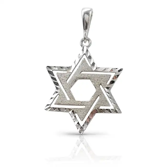 תליון מגן דוד מזהב מט ומבריק 14K