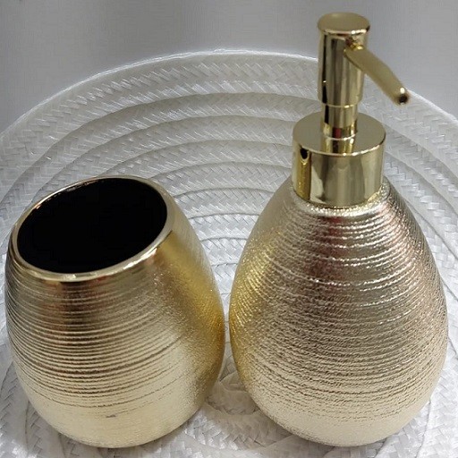  סט לאמבטיה דיספנסר לסבון וכוס למברשות שיניים