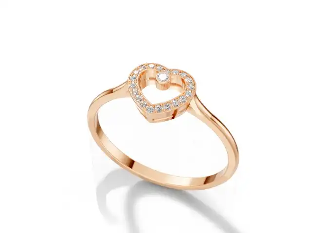 טבעת יהלומים לאירוסין בצורת לב
