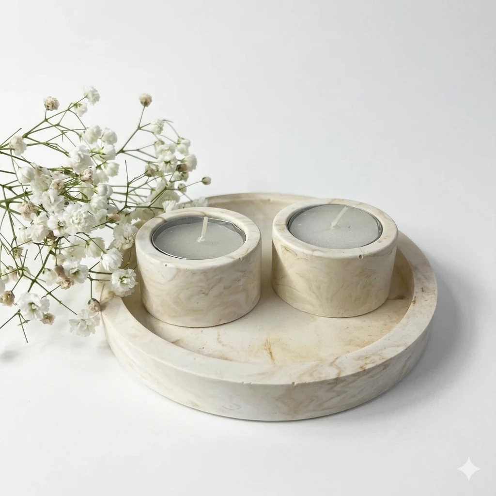 מגש עגול ו2 פמוטים