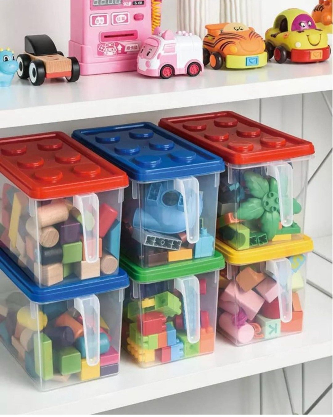 קופסת לגו צעצועים עם ידית 
