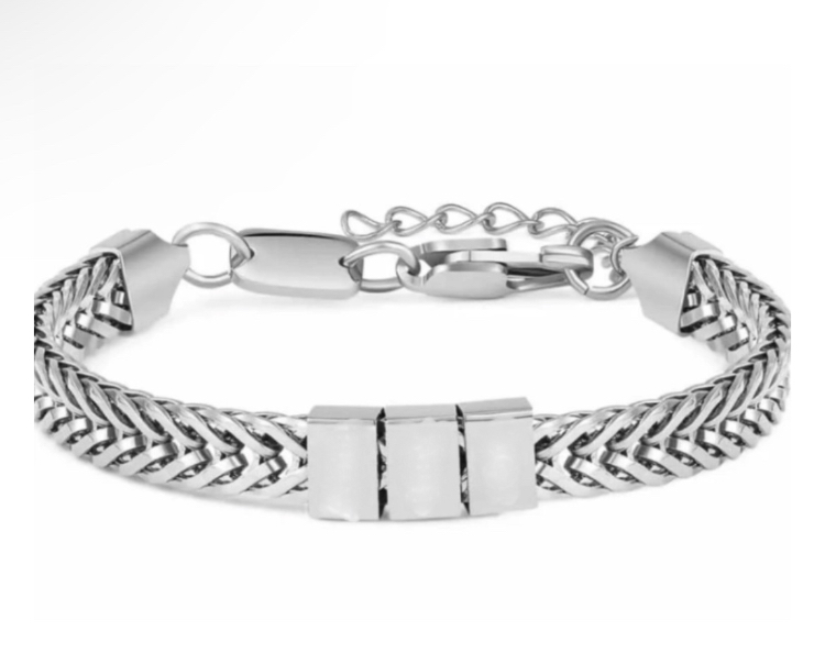 צמיד כסף 925 לגבר עם 5 לוחיות בחריטה אישית בלייזר