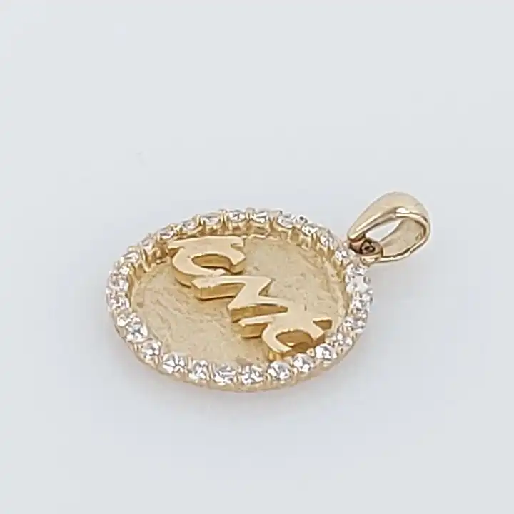 תליון זהב 14K משובץ בזרקוניה  מודרני מתנה לאימא