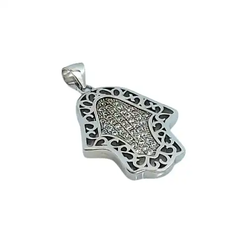 תליון חמסה משובץ יודאיקה כסף 925