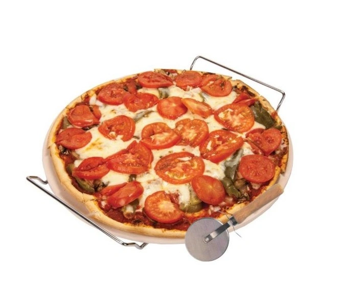   משטח פיצה מאבן מעמד+גלגלת סולתם