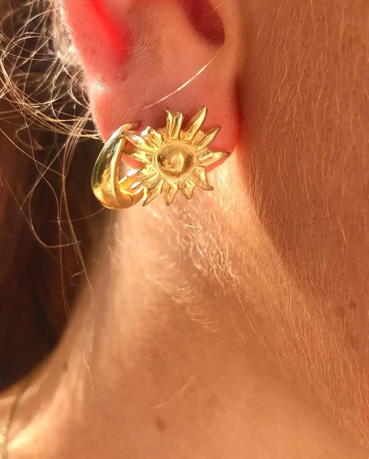 14K golden sun earrings