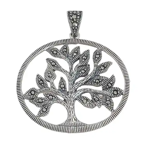תליון עץ חיים גדול יודאיקה משובץ באבן זירקוניה כסף 925