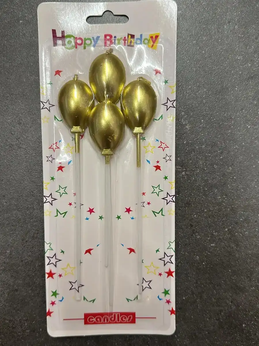 נרות יום הולדת בלונים זהב