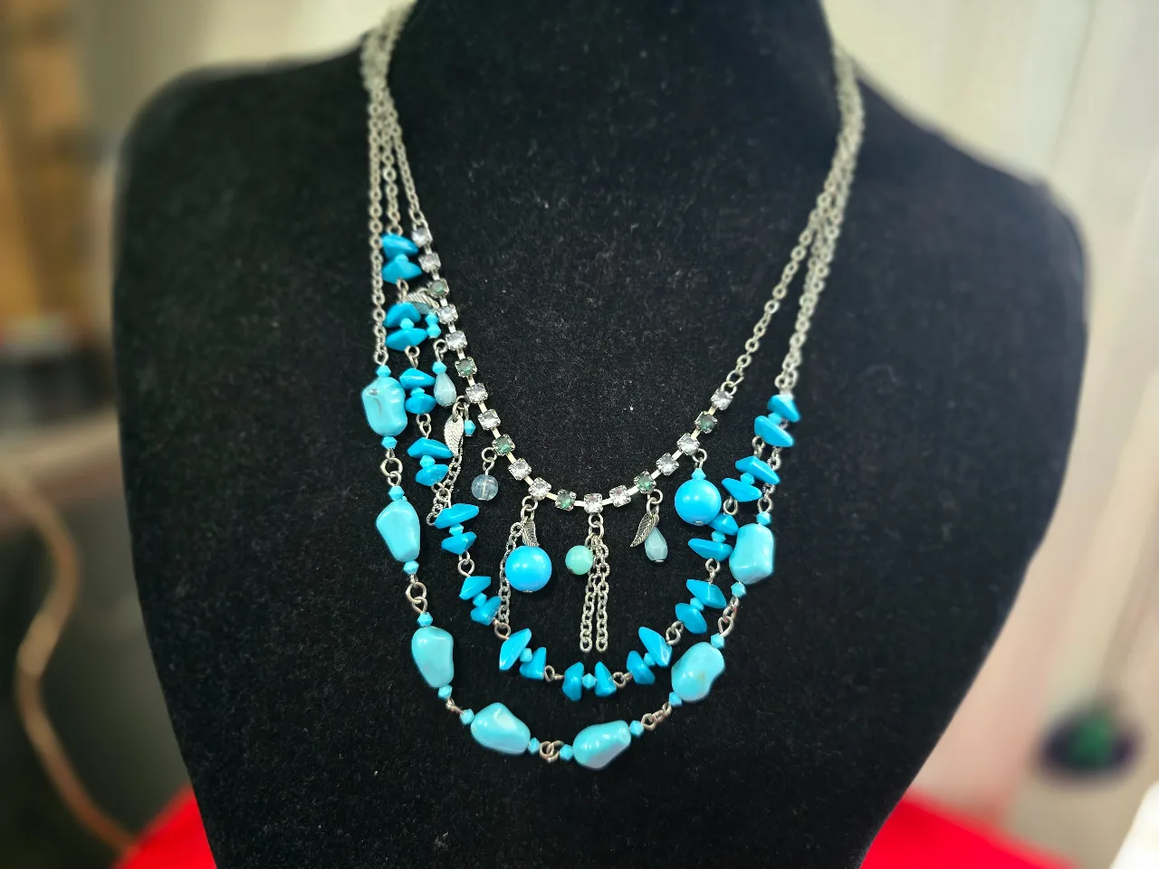 שרשרת שכבות לנשים אם אבני תורכיז אלמנטים יפים ממתכת