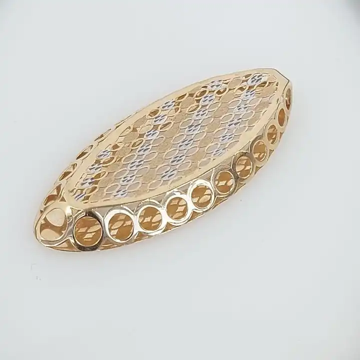 תליון זהב 14K   מודרני ענק בעיצוב  תחרה תוצרת איטליה