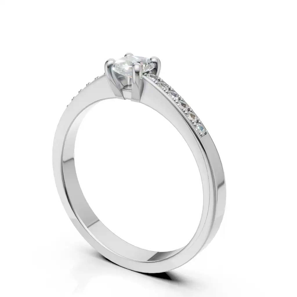 טבעת אירוסין יהלום פרינסס שיבוץ שיניים.