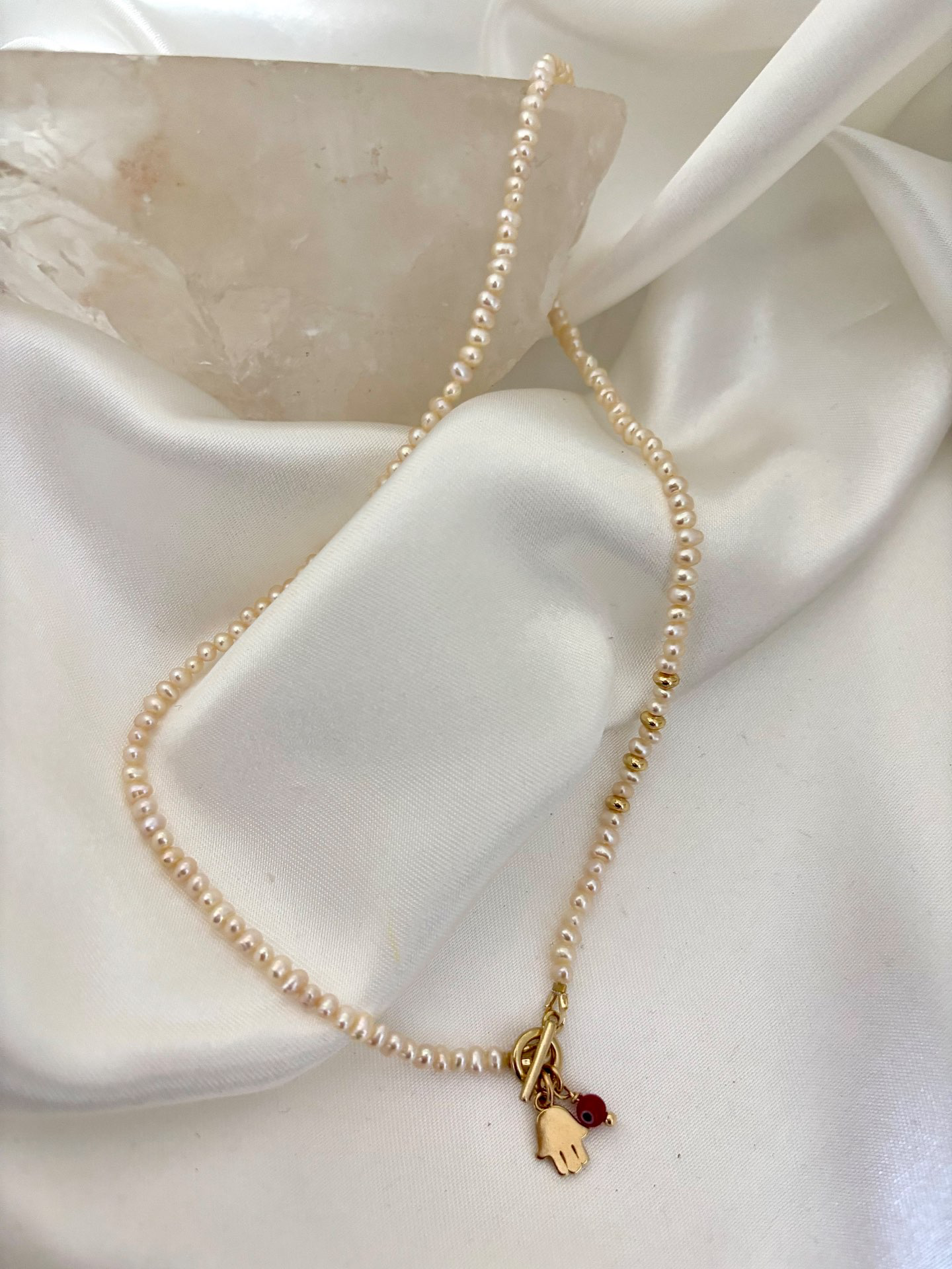 שרשרת פנינים קטנות ואיכותיות בהתאמה אישית | מאושרת