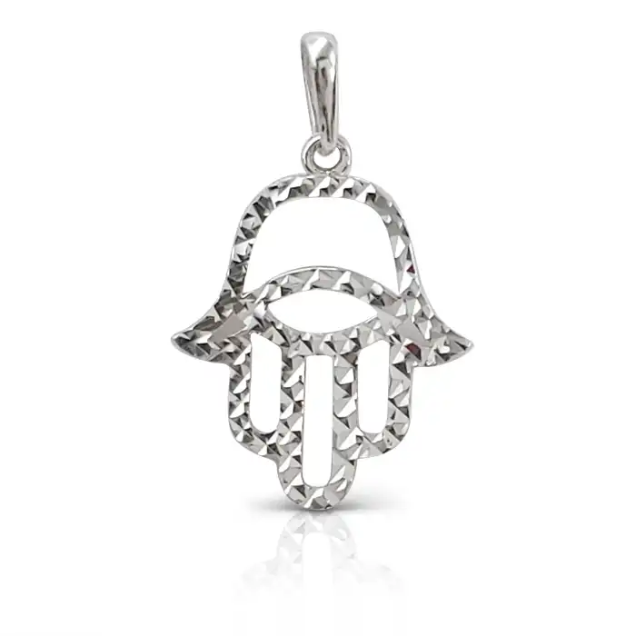 תליון חמסה בחריטה נוצצת.14K