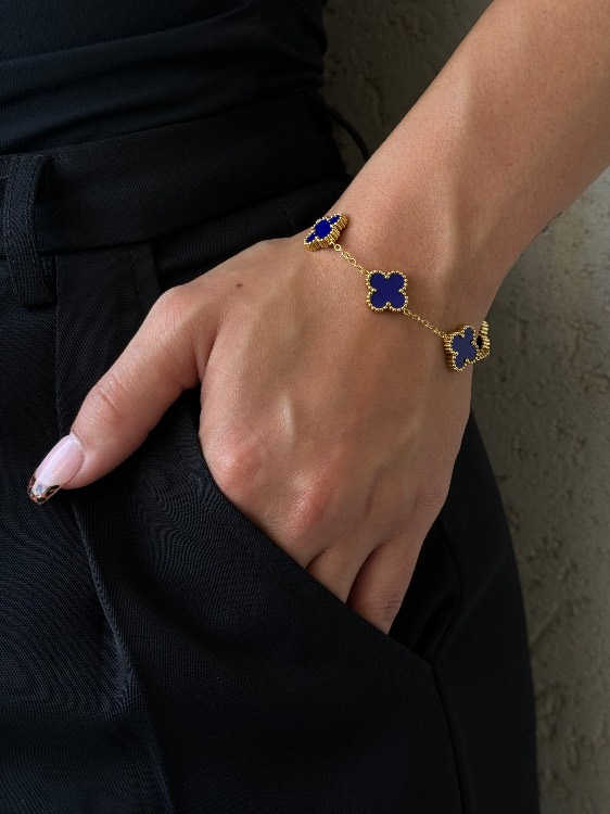 צמיד תלתן כחול זהב